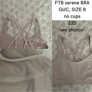 FREE TO BE SERENE PINK LULULEMON BRA SIZE 8
